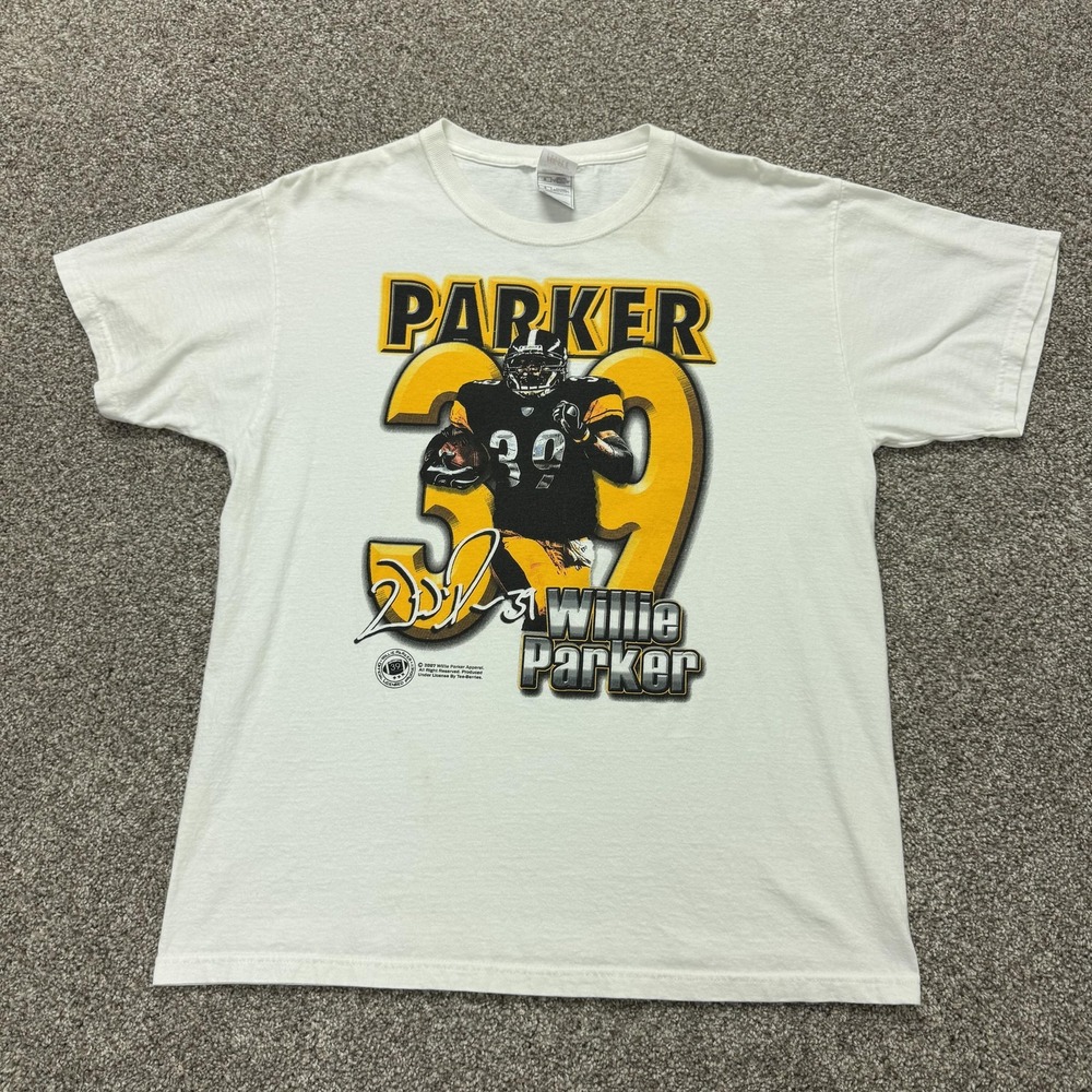 Pittsburgh Steelers Shirt Mens Large White Football Fruit Of The Loom Parker 39